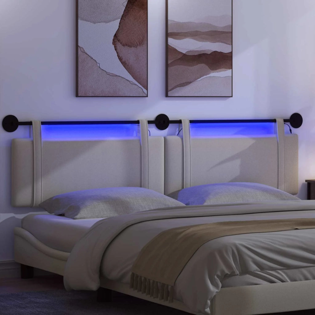Testiera sospesa Con luce LED Grigio Nuvola Tessuto 3424026