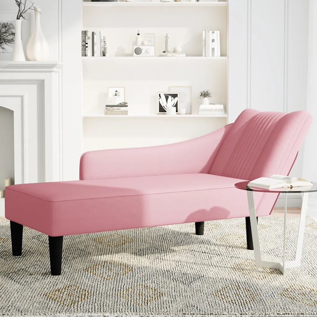 Sdraio con Bracciolo Destro in Velluto Rosa 4009795
