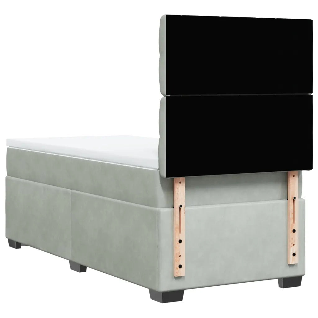 Giroletto a Molle con Materasso Grigio Chiaro 100x200cm Velluto 3290840