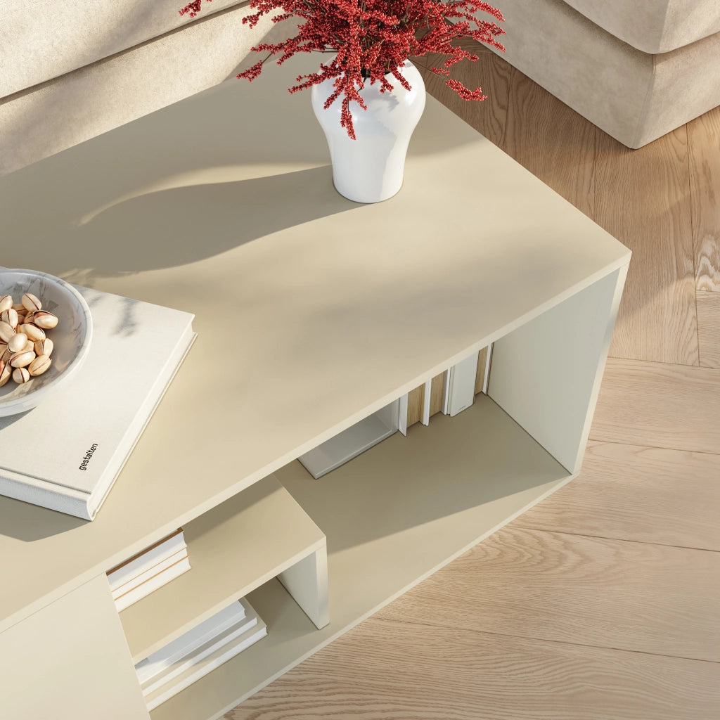 Tavolino Centrale da Salotto Antaa con Vani Aperti 80 x 50 x 40 cm - Color Avena Oatmeal [en.casa]