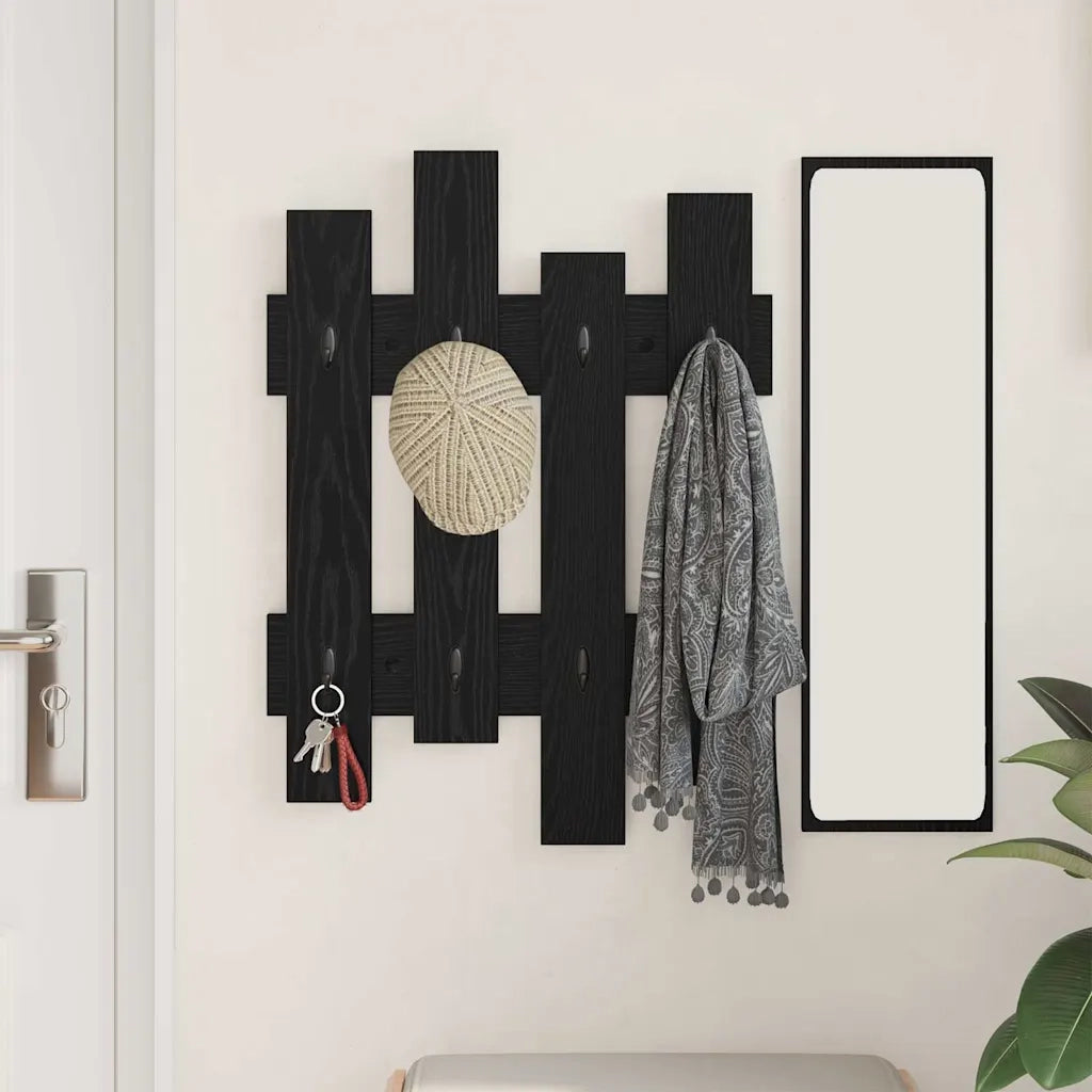 Appendiabiti a muro A parete Rovere Nero 60 x 3 x 82 cm 874476