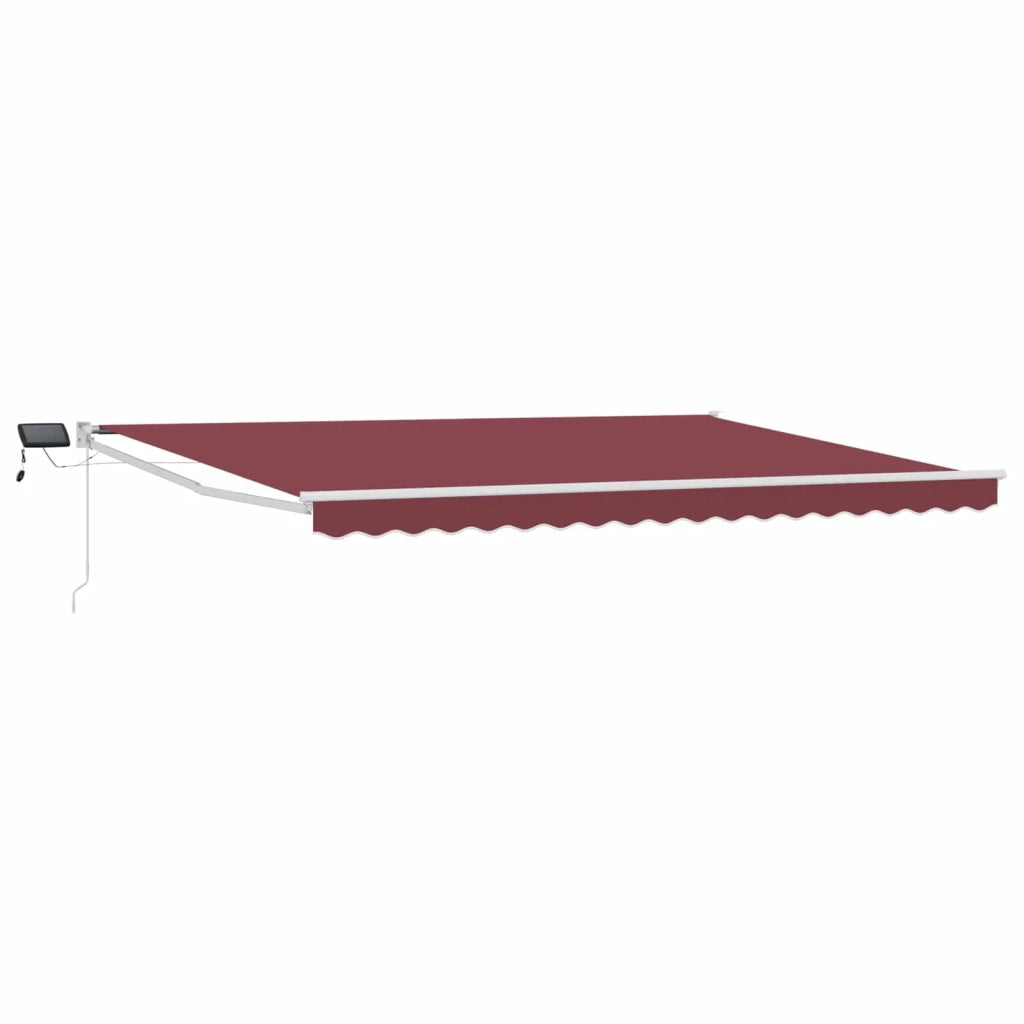 Tenda retrattile manuale con LED-Tenda parasole per balcone Borgogna e Bianco 4 ¡Á 3 m