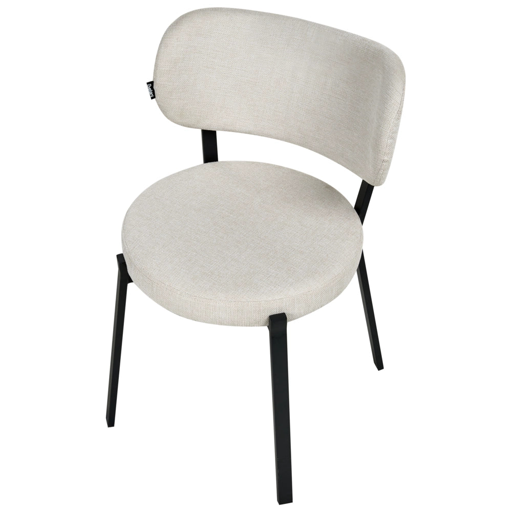 Set di 2 sedie da pranzo in tessuto Seduta imbottita Gambe in ferro beige chiaro stile elegante
