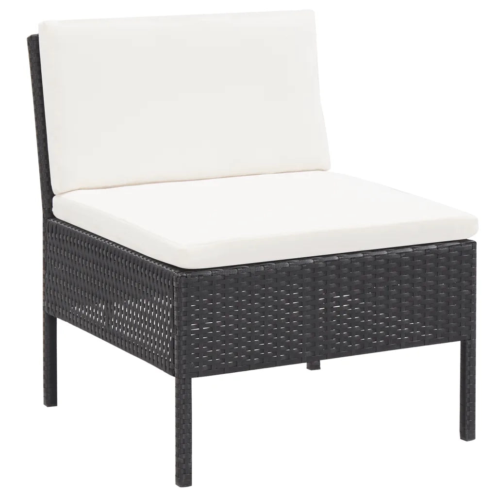 Set Divani da Giardino 3 pz con Cuscini in Polyrattan Nero 48960
