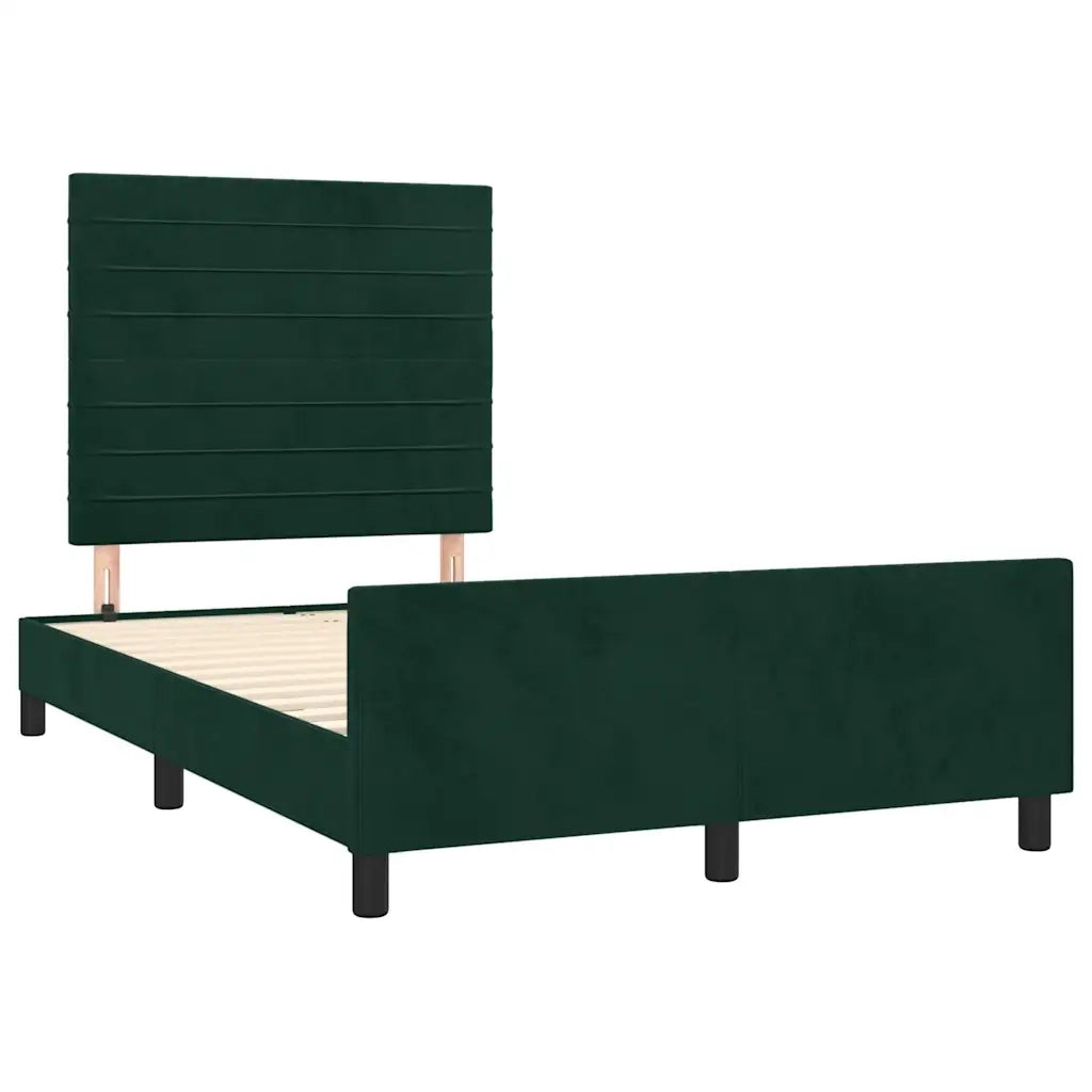 Letto matrimoniale | Letto per adulti | Giroletto senza Materasso Verde Scuro 120x190 cm Velluto