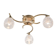 Plafoniera BOYER Endon ottone anticato vetro 3 luci G9