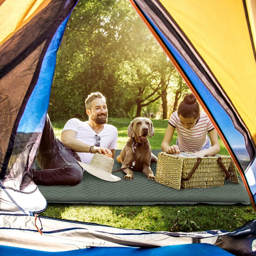 Materassino Campeggio Autogonfiabile per 2 Persone, Materassino da Campeggio Doppio con Cuscino, Veloce da Gonfiare e Sgonfiare, Impermeabile, per Spiaggia, Montagna e Campeggio (Verde Scuro)