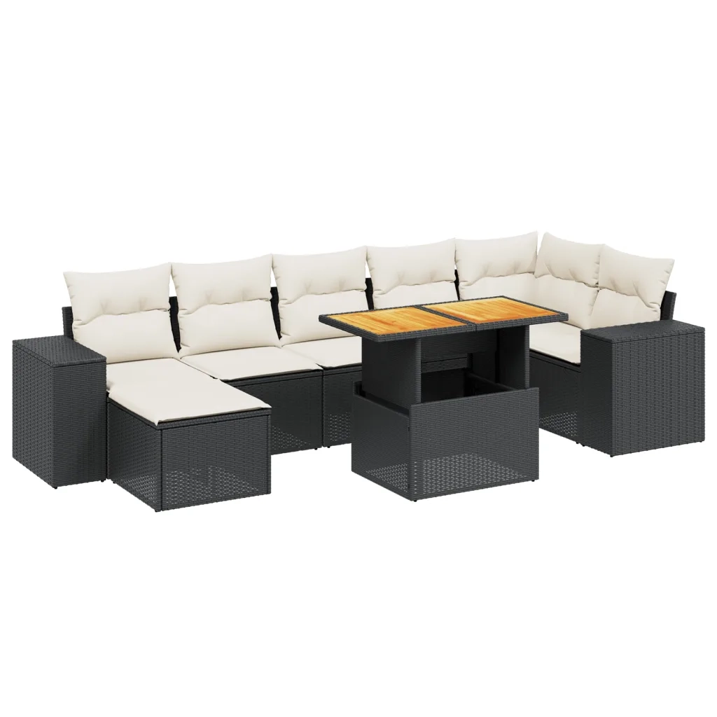 Set Divani da Giardino con Cuscini 8 pz Nero in Polyrattan 3275933