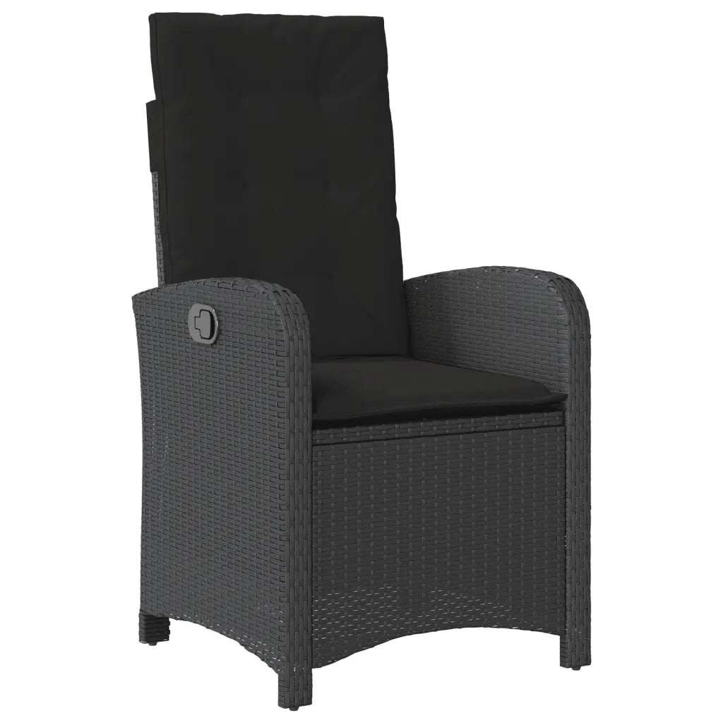 Set da Pranzo da Giardino 9 pz con Cuscini Nero in Polyrattan 3212237