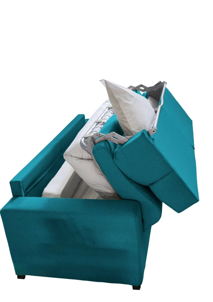 None, Divano Letto 2 Posti Sfoderabile Made in Italy, 180x95 cm Azzurro