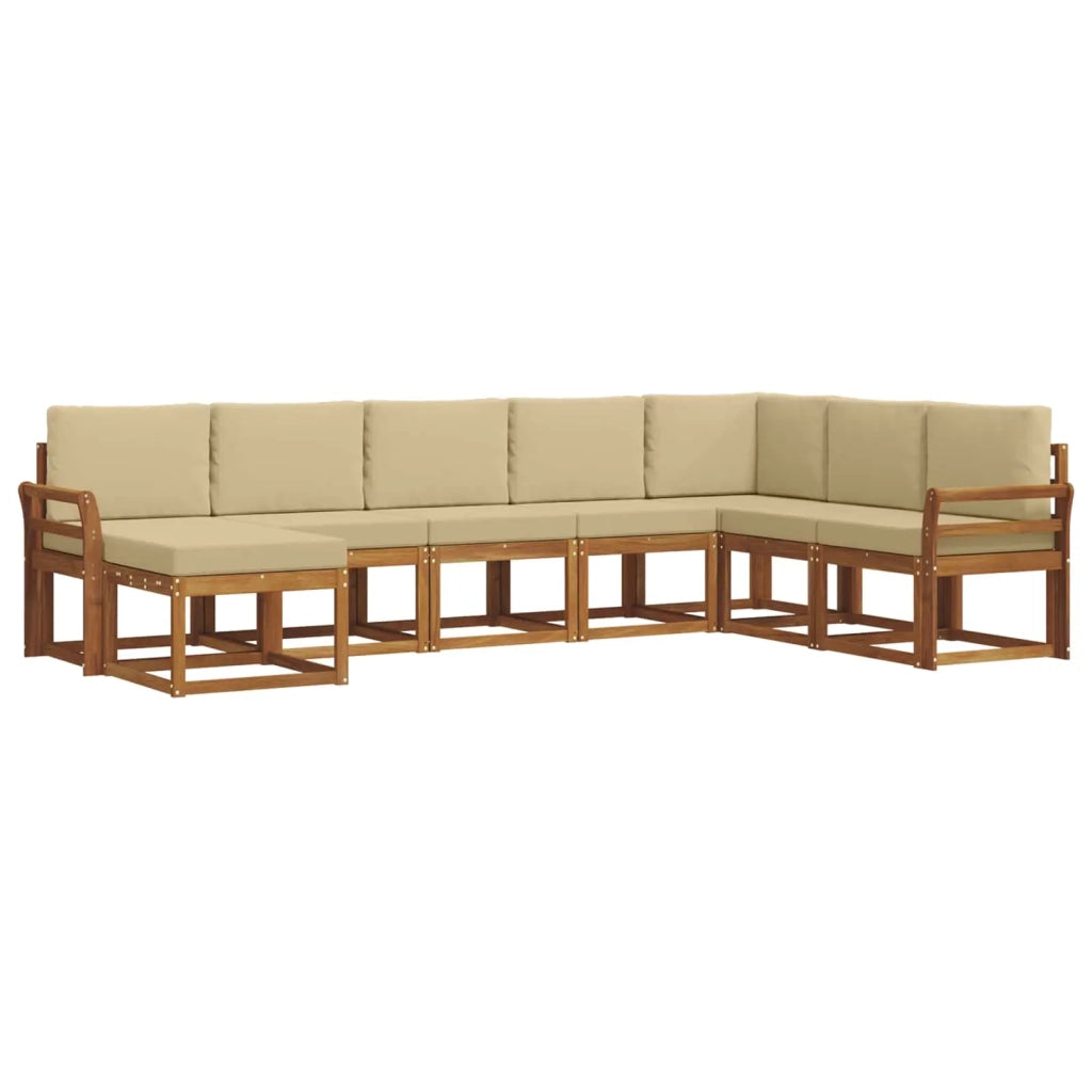 Set di divani da esterno con cuscino 8 pcs Naturale e Beige 3366816