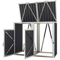 Ripostiglio per 2 bidoni 240L ripostiglio bidoni esterno coperchio apribile 180° acciaio zincato 146x81x122cm grigio scuro