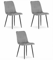 Sedia VALORA JEWA - Design ergonomico in velluto grigio chiaro x 3
