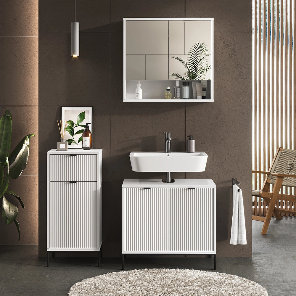 Vicco Set di mobili da bagno Bianco 3 pezzi, con cabinet midi