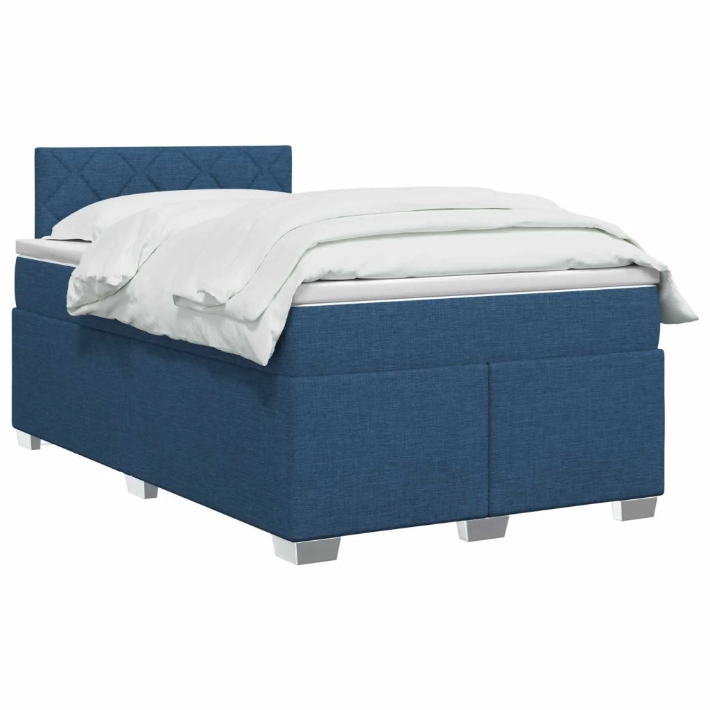 Letto con Box Spring, Materasso e LED Blu 120 x 190 cm Tessuto 3451909