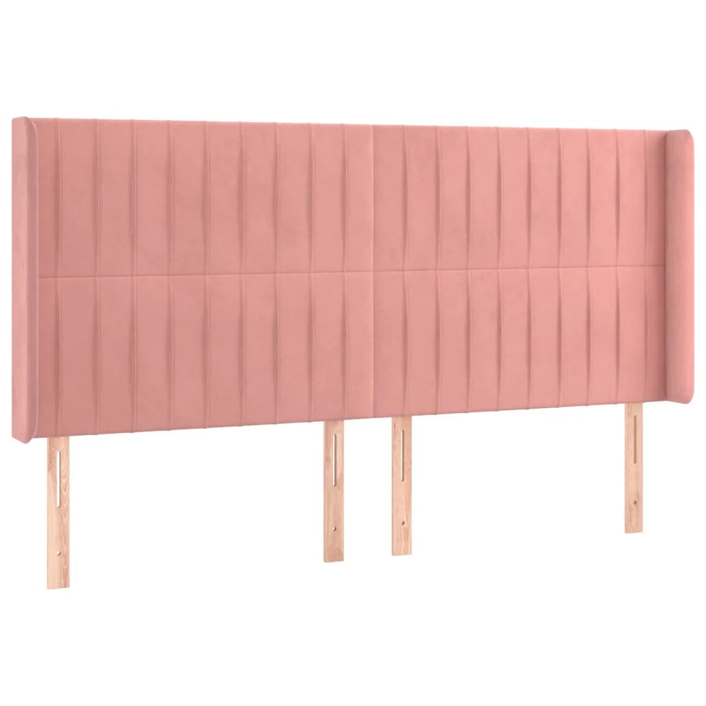 Testiera ad Orecchio-Testata con Orecchie Rosa 163x16x118/128 cm in Velluto 401657