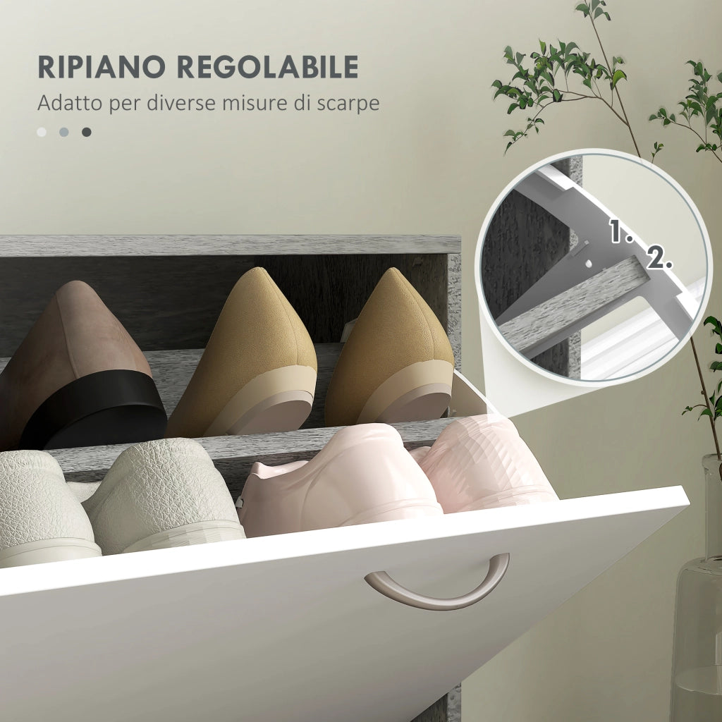Mobile da Ingresso con Appendiabiti, Scarpiera e Specchio ¨C zephmum ¨C Grigio