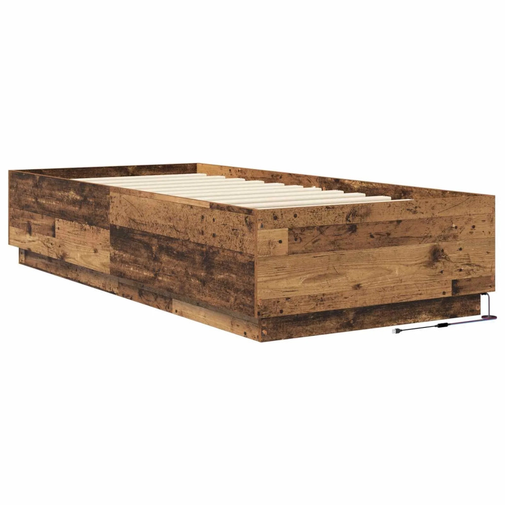 Letto con LED Legno antico 80 x 200 cm Legno ingegnerizzato 3429568