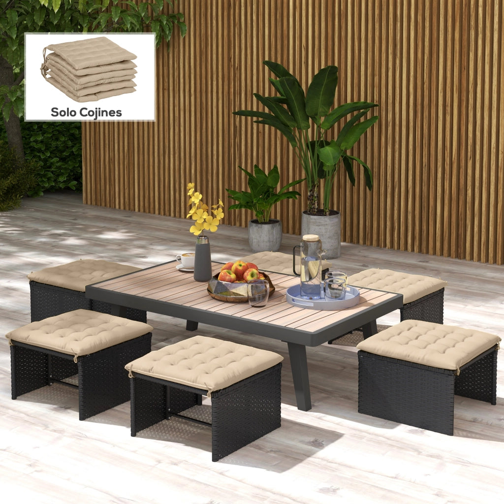 Set 6 Cuscini per Sedie ¨C Xylo ¨C Imbottiti con Lacci 40x40 cm Cachi