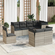 Set Divano da Giardino 8pz con Cuscini Grigio Chiaro Polyrattan 3249771