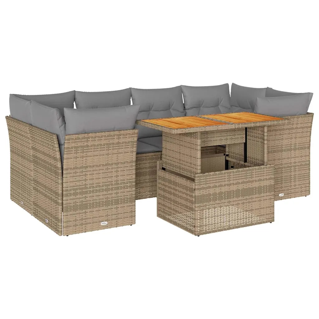 Set Divani da Giardino 7 pz con Cuscini Beige in Polyrattan 3326894