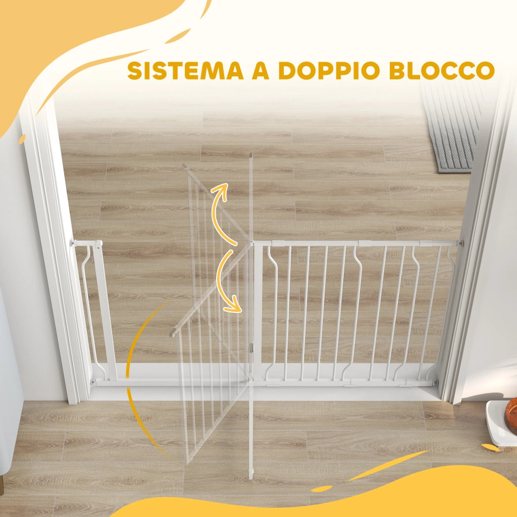 Cancelletto di Sicurezza per Cani ¨C Xylo ¨C Acciaio e ABS, Estensibile 75-145cm, Bianco