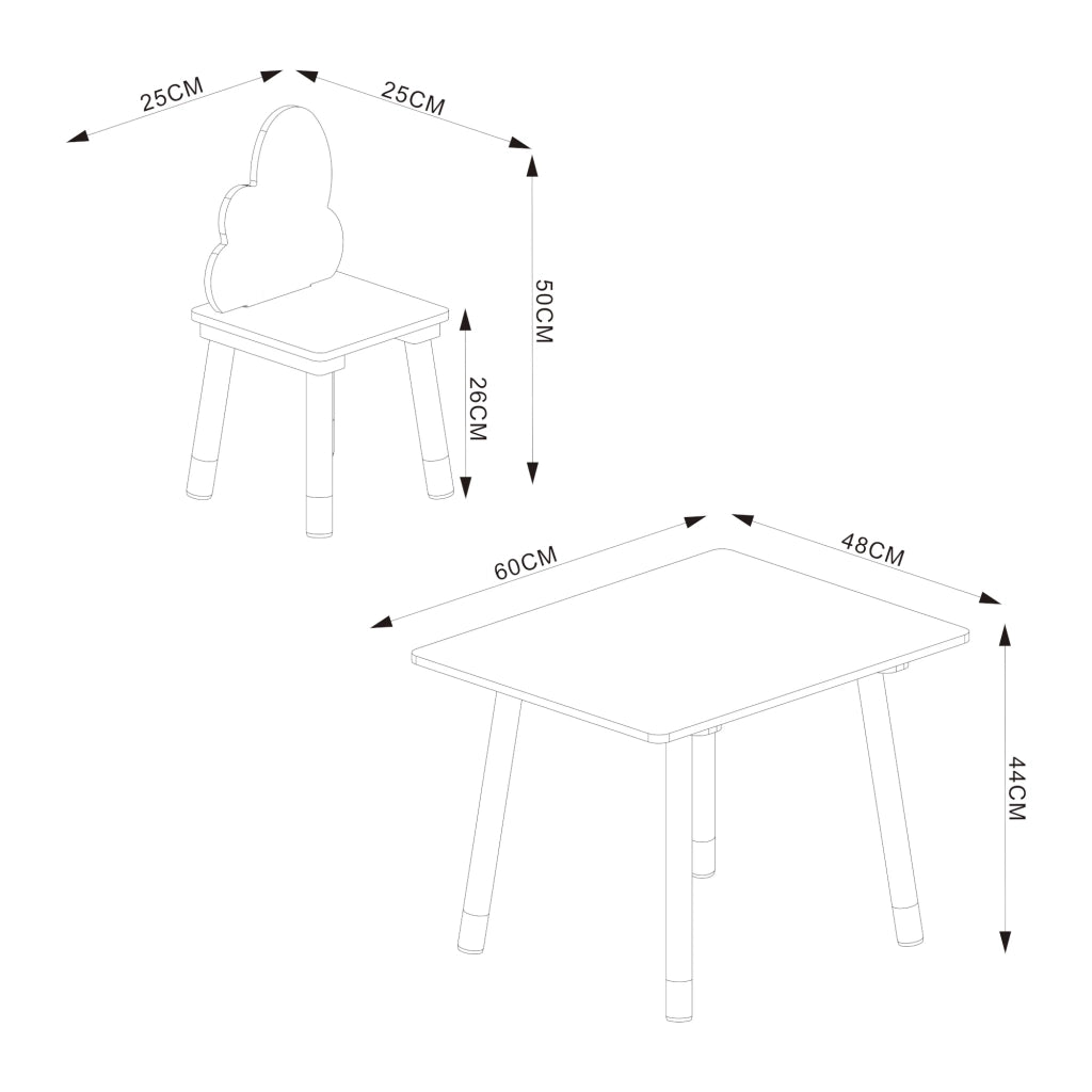 Set tavolo e 2 sedie per bambini bianco 03_0009449