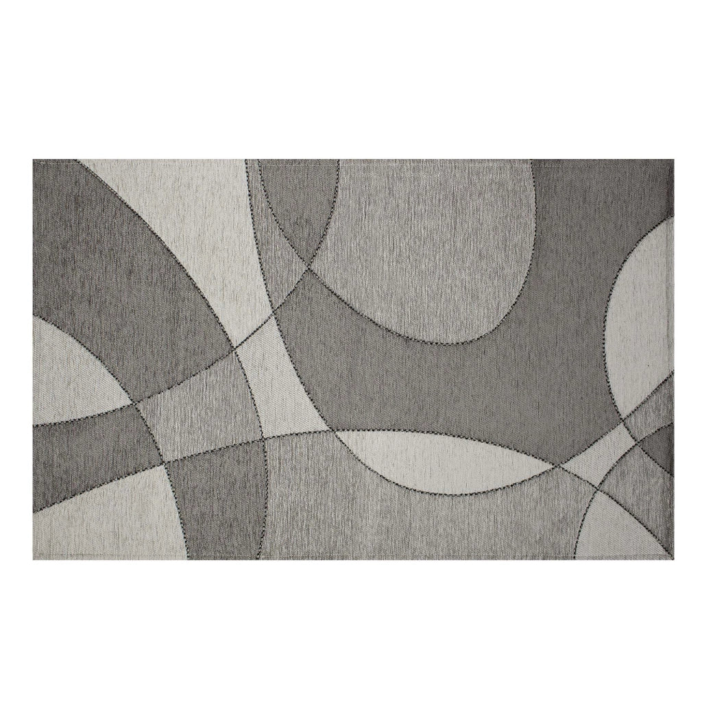 Tappeto Arredo Moderno Morbido in Ciniglia Ingresso Antiscivolo Prodotto Italiano  Soggiorno Camera Salotto Disegni Piazzati Cotone Varie Misure Grande Hills/Grigio - 115x175 cm