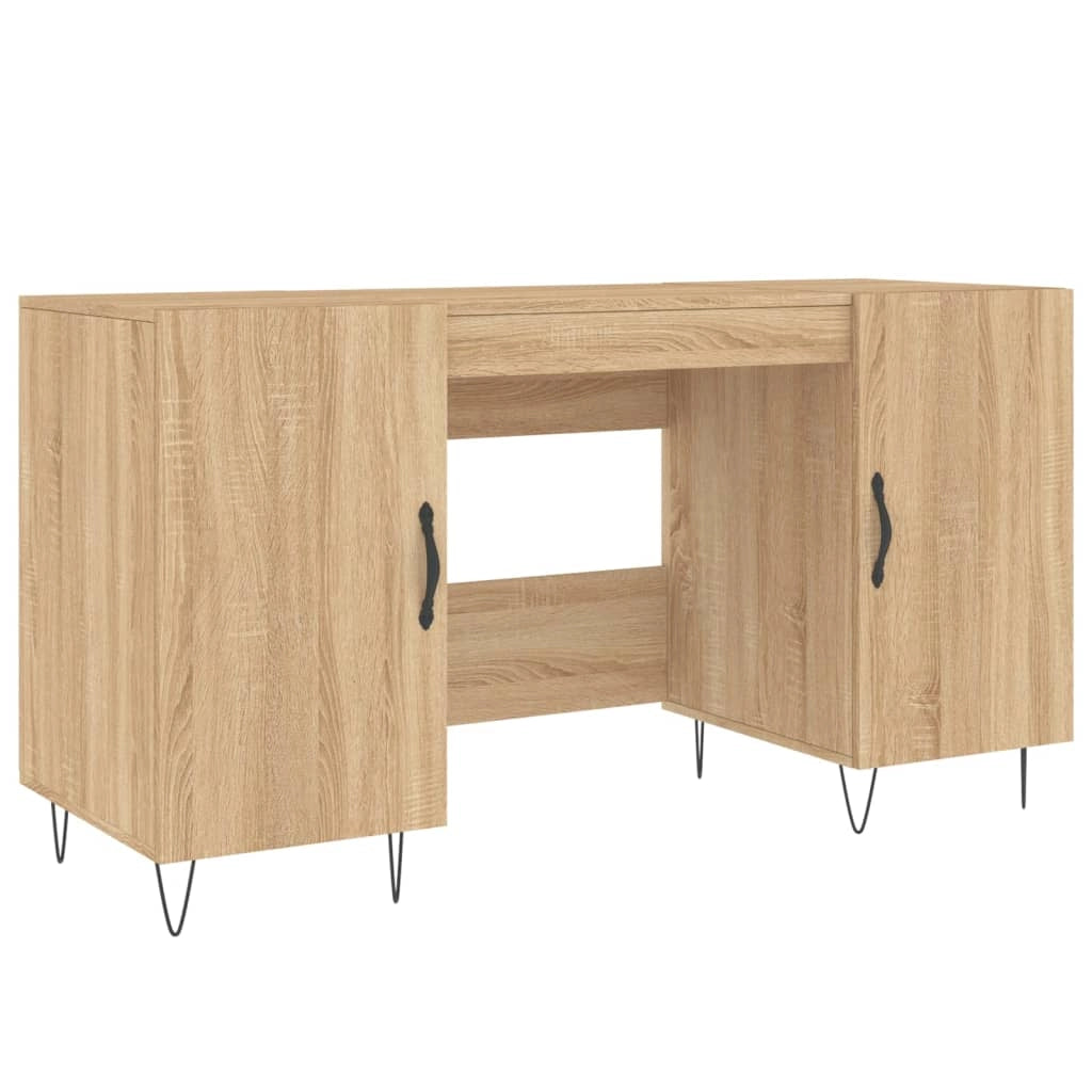Scrivania tavolo postazione di lavoro mobile per computer studio rovere Sonoma 140 x 50 x 75 cm legno ingegnerizzato marrone 02_0023651