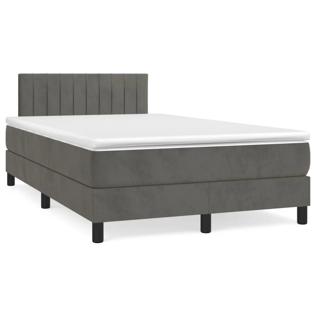 Giroletto a Molle con Materasso Grigio Scuro 120x200 cm Velluto 3141414
