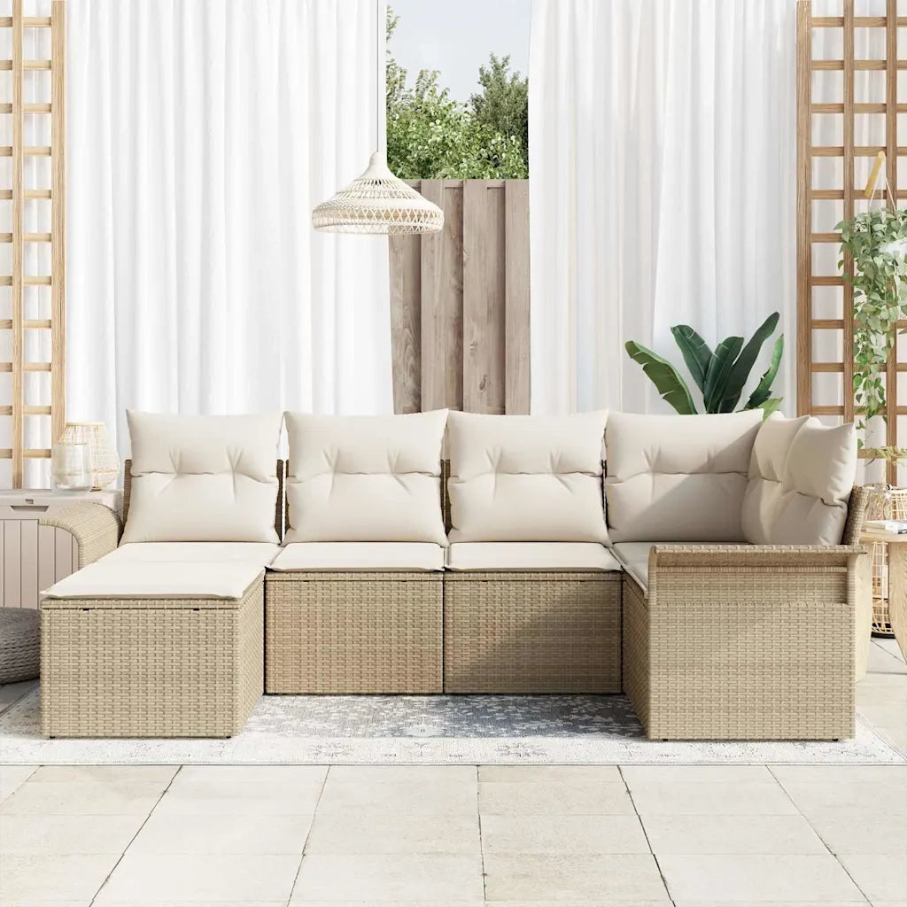 Set Divano da Giardino con cuscino 6 pcs Beige polyrattan 3345431
