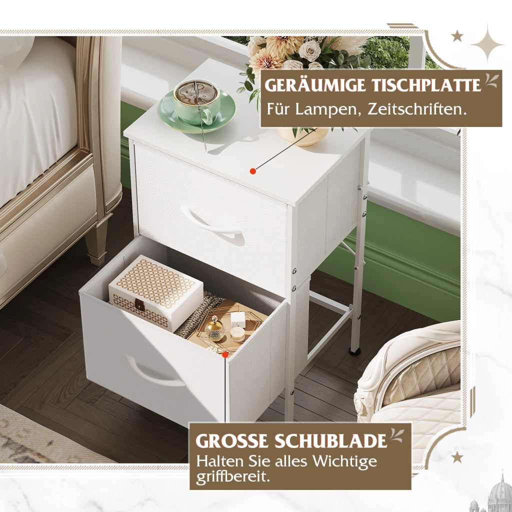 Cassettiera con 2 cassetti ¨C zephmum ¨C bianco 60x40x