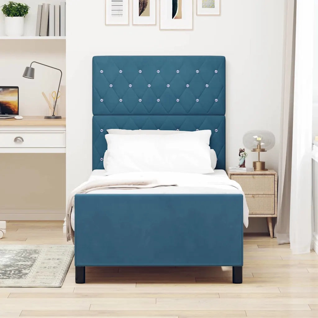 Letto a molle con testiera Blu Scuro 90 x 190 cm Velluto 3344847