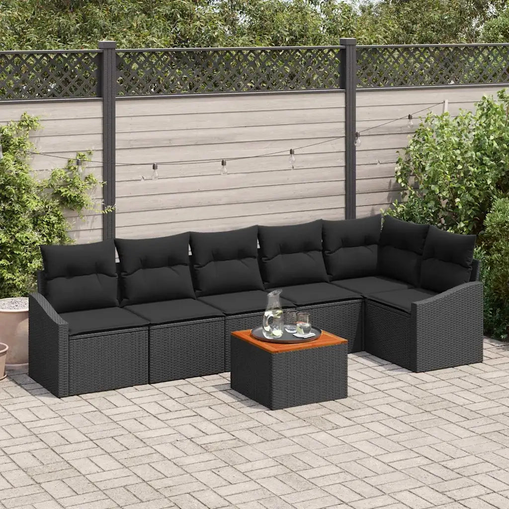 Set Divano da Giardino con archiviazione 7 pcs Nero polyrattan 3356511