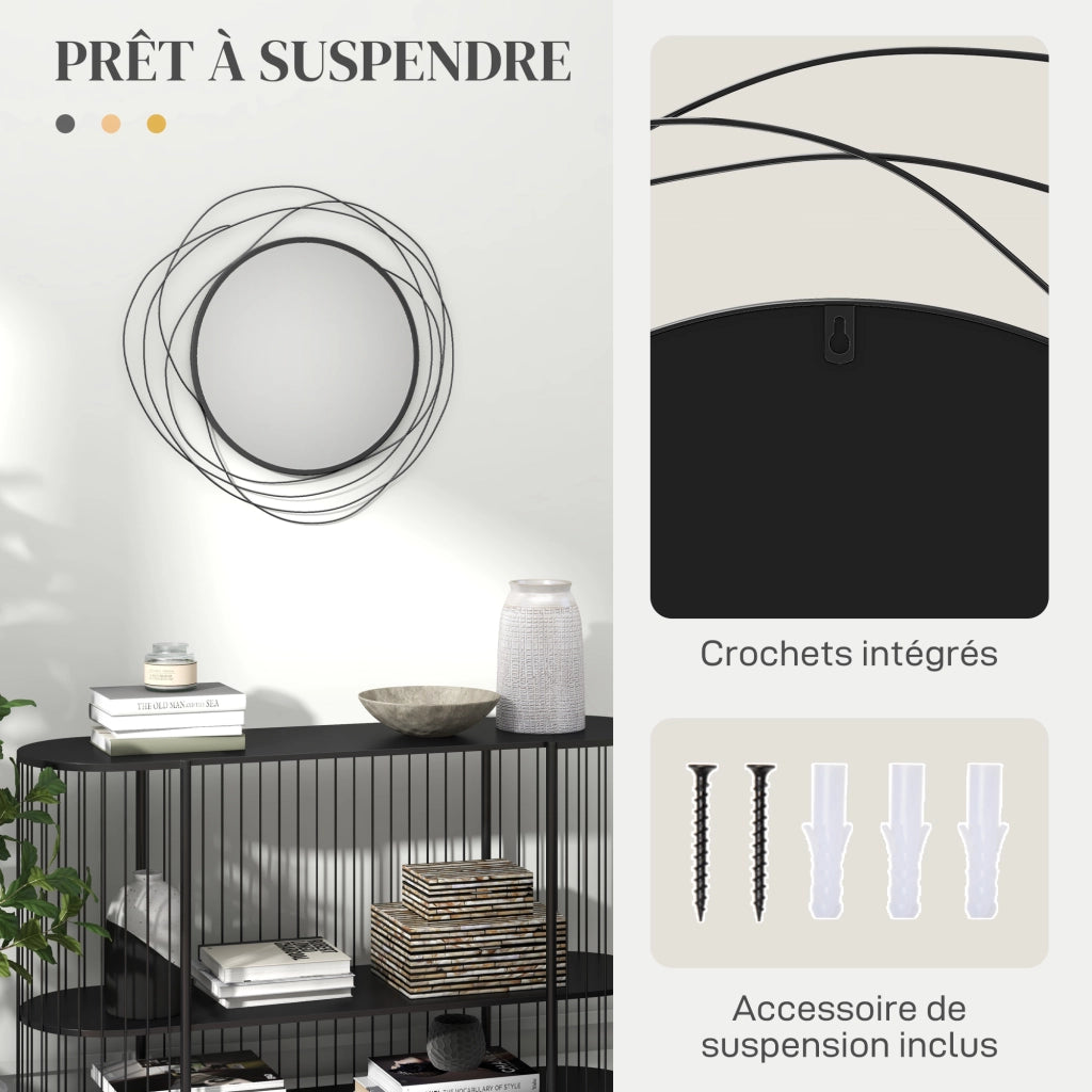 Specchio rotondo in metallo nero ¨C Minimal ¨C ¦µ65 cm