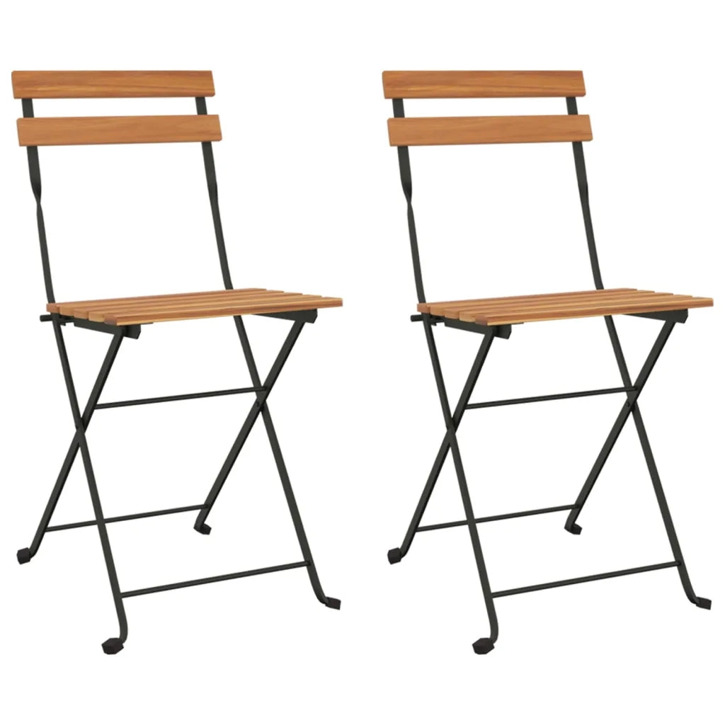 Sedie Pieghevoli da Bistrò 2 pz Legno Massello Teak e Acciaio 319979