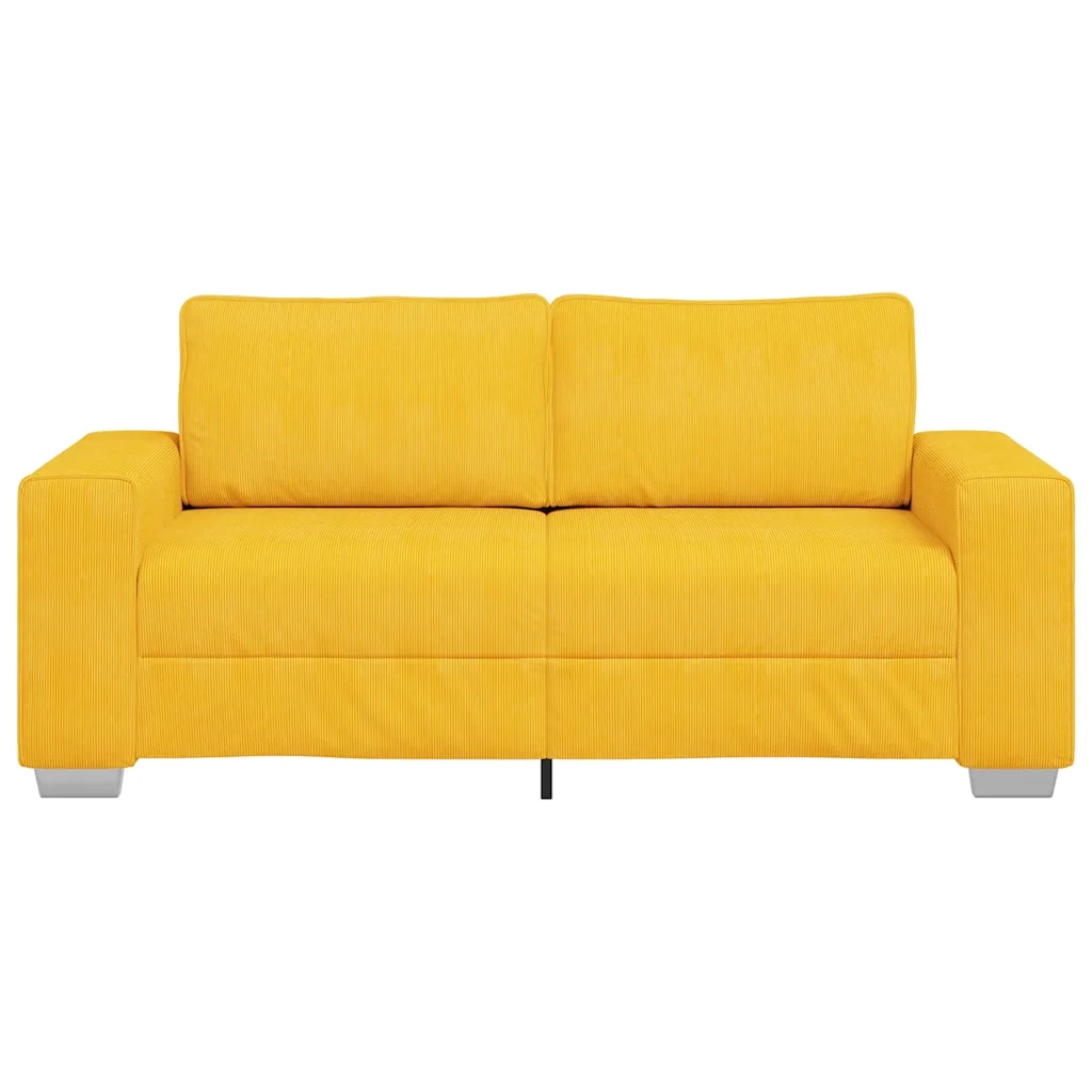 Divano Divanetto Giallo Chiaro 180x77x82cm Tessuto di Velluto a Coste 4105205