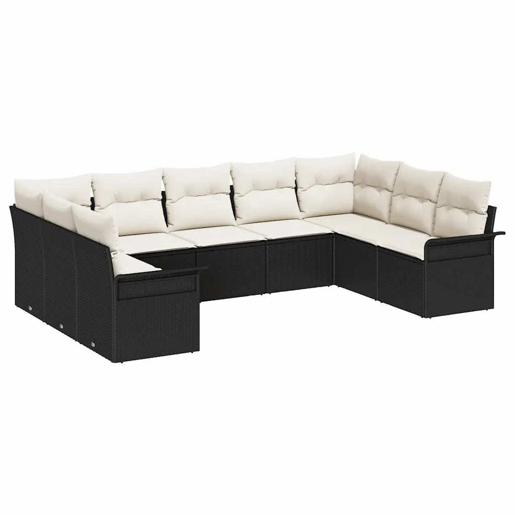 Set Divano da Giardino con archiviazione 9 pcs Nero polyrattan 3354186