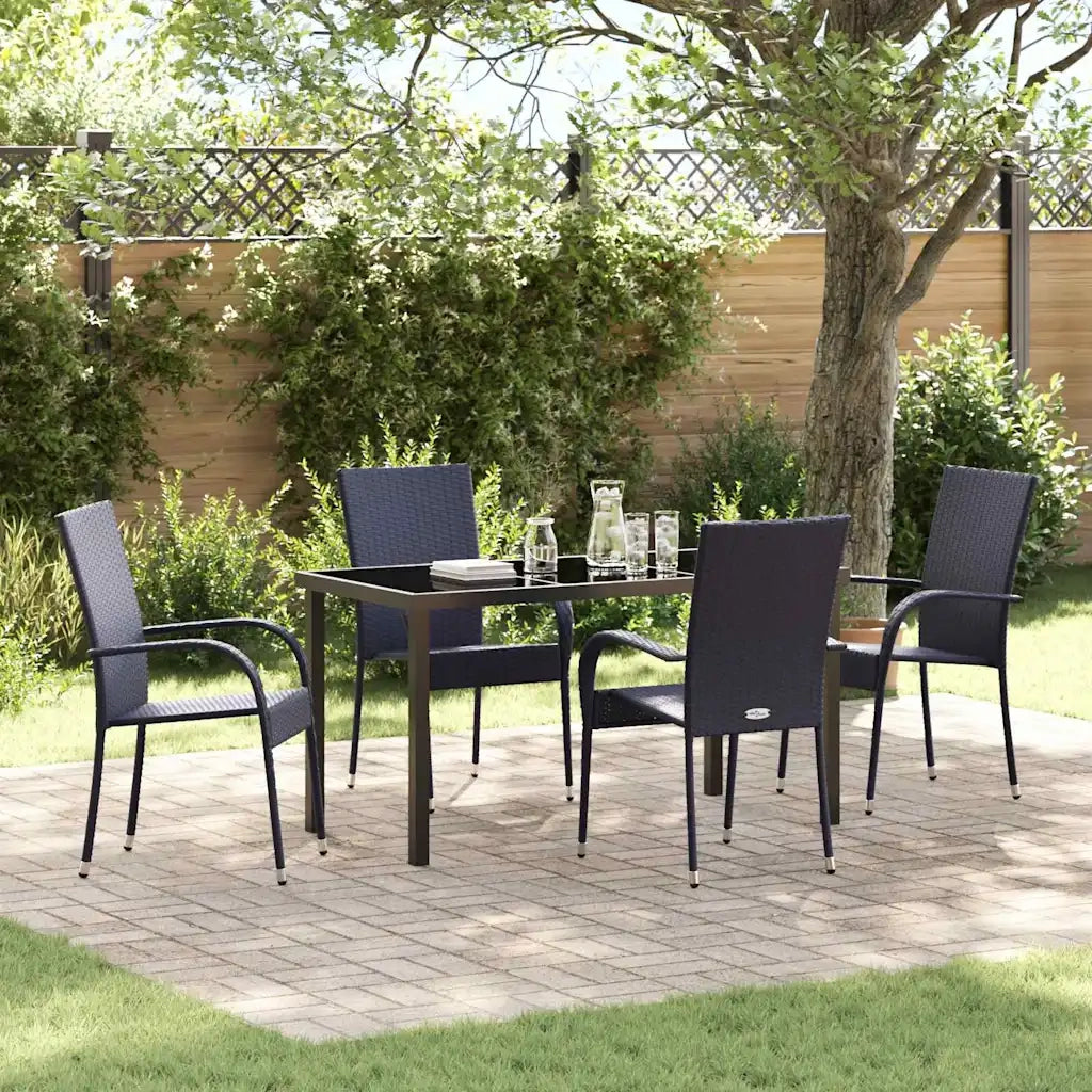 Set da Pranzo per Giardino 5 pcs Nero 3379403