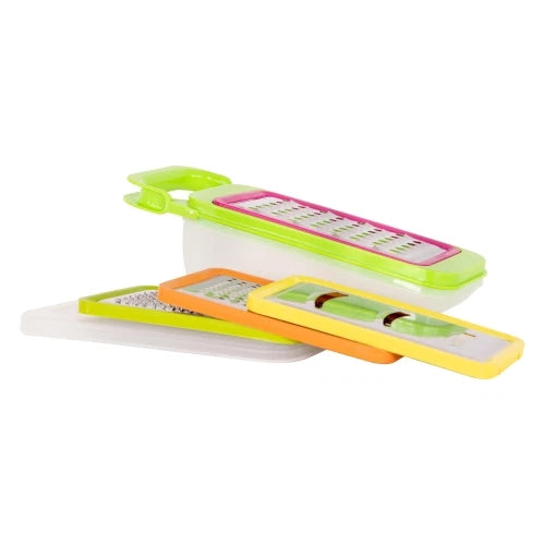 GRATTUGIA 4 LAME ACCIAIO INTERCAMBIABILI CON CASSETTO E COPERCHIO