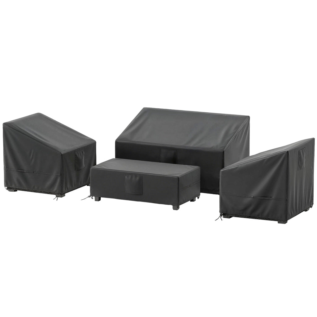 Coperture per Mobili da Giardino 4 Pezzi, Impermeabili, Nero