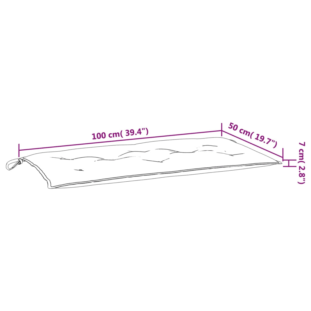 Cuscini Panca da Giardino 2 pz-Set di 2 Cuscini per panchina da esterno Neri 100x50x7cm Tessuto Oxford