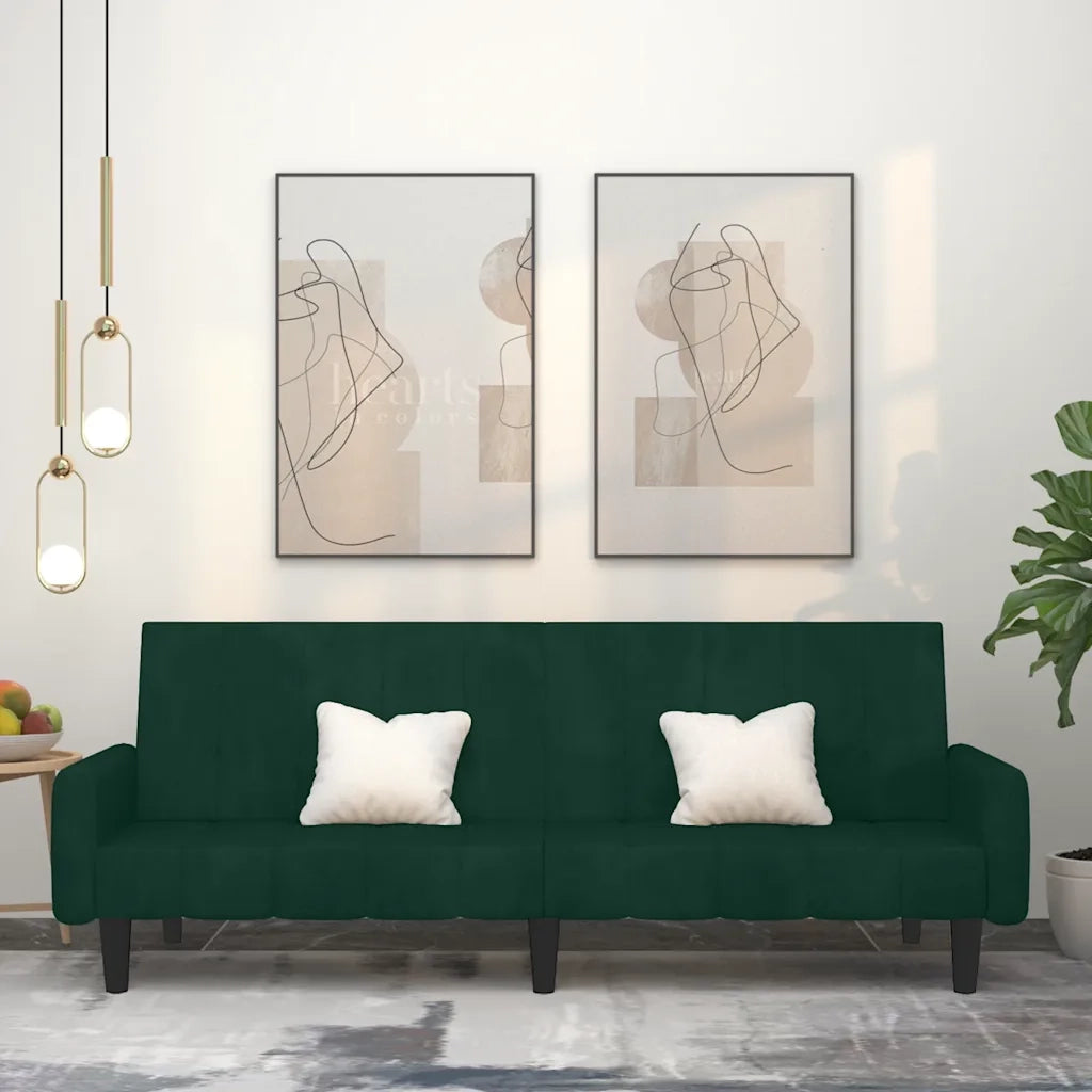 Divano letto | Sof¨¤ letto | Letto singolo a 2 Posti Verde Scuro in Velluto