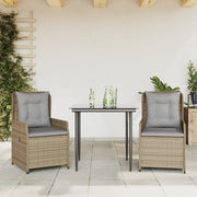 Set da Pranzo da Giardino 3 pz con Cuscini Beige in Polyrattan 3262868