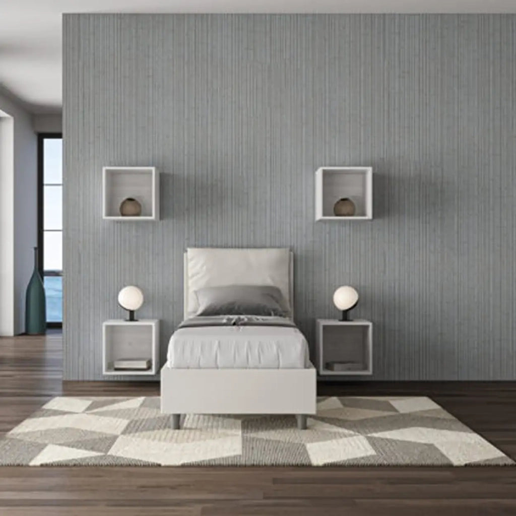 Letto singolo senza rete imbottito 80x190 similpelle bianco Antea