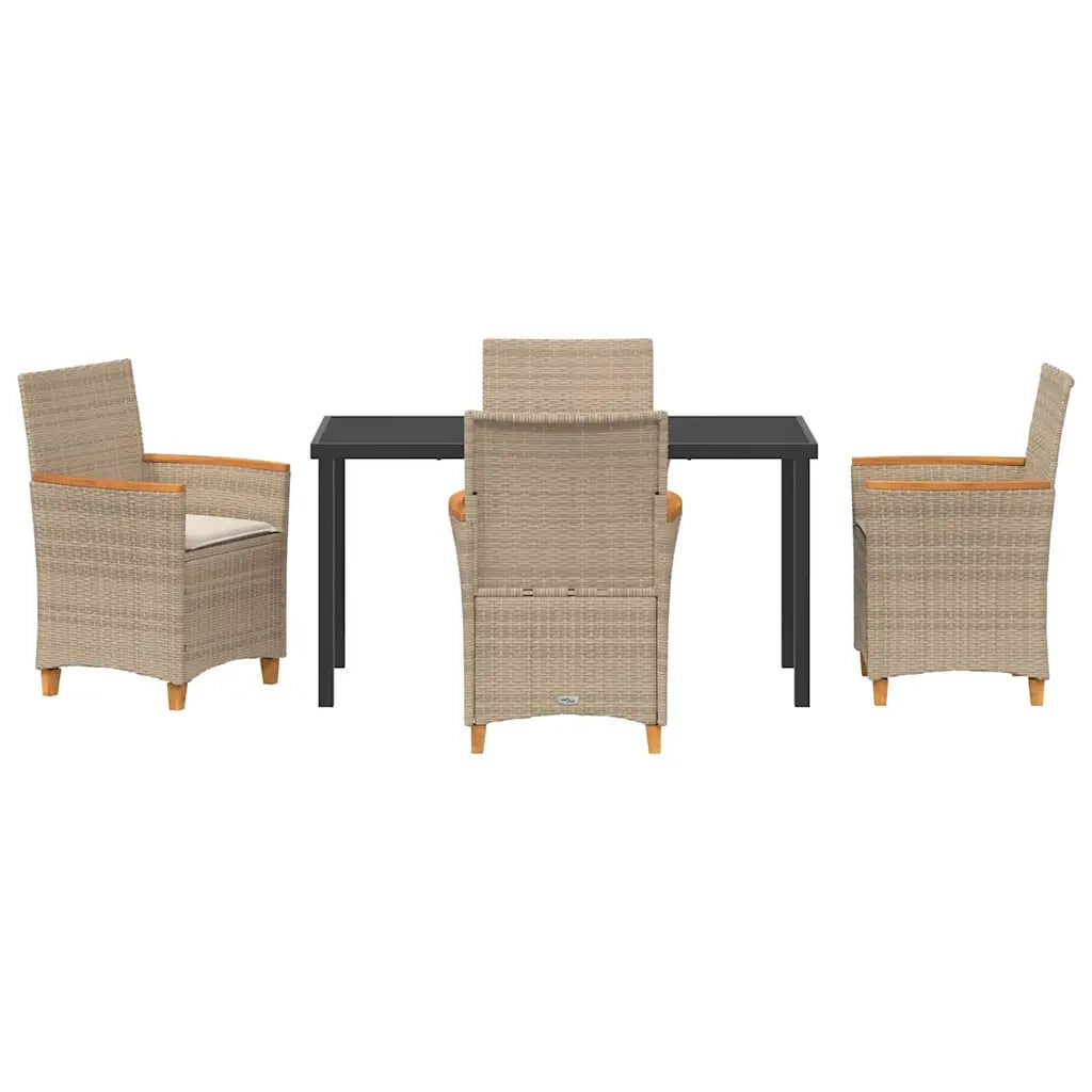 Set da Pranzo per Giardino 5 pcs Beige polyrattan
