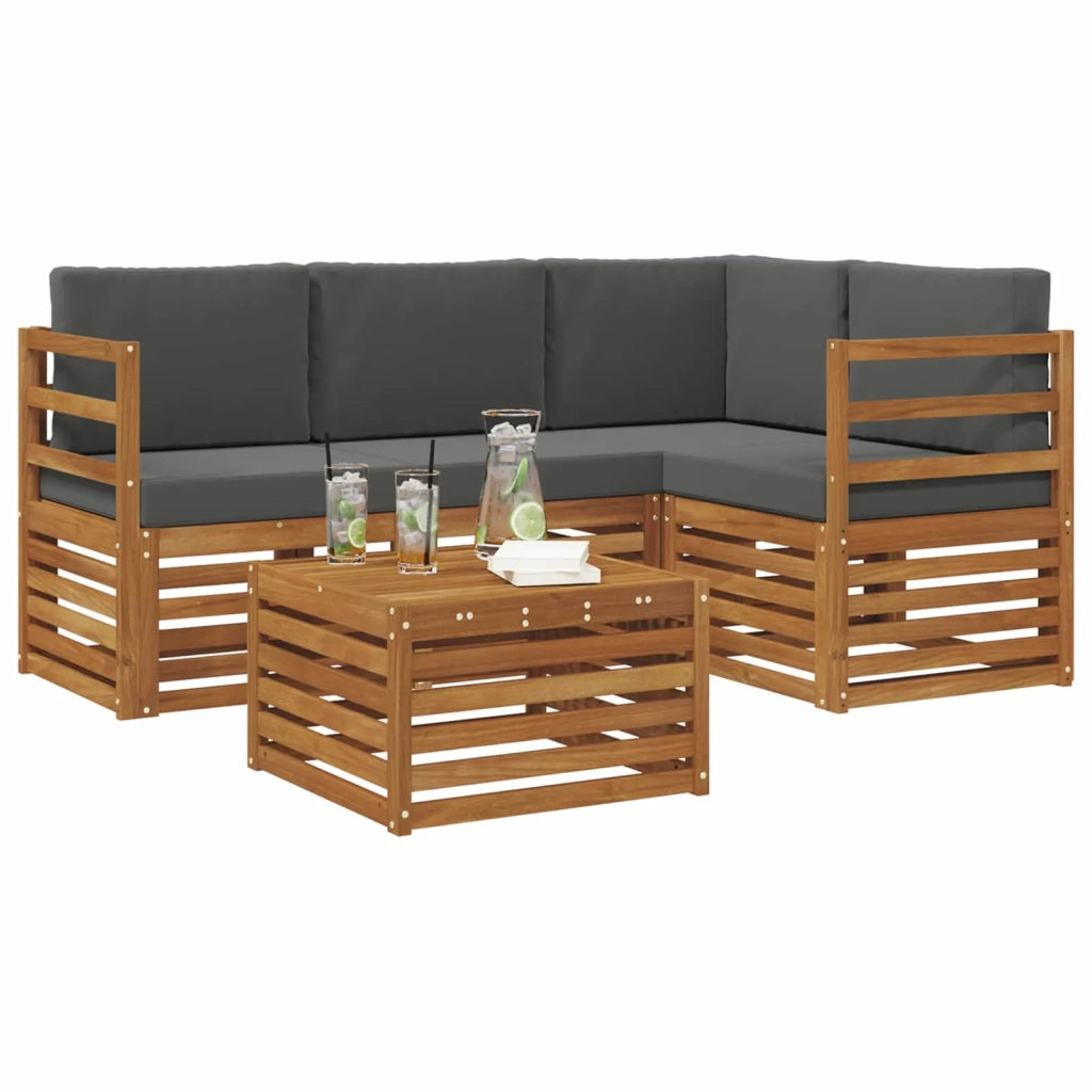 Set di divani da esterno con cuscino 5 pcs Naturale e Antracite 3374752