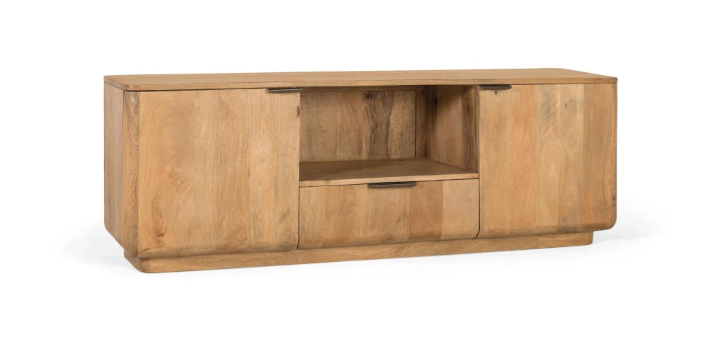Mobile TV realizzato in legno di mango con angoli arrotondati