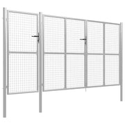 Cancello da Giardino in Acciaio 400x150 cm Argento 144349