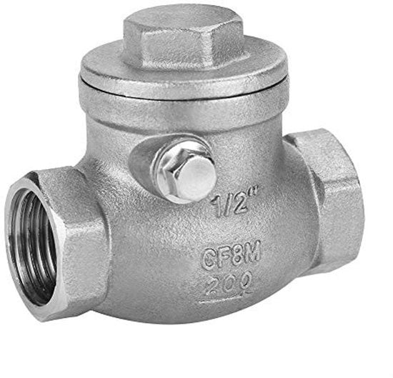 Terugslagklep 1/2 Pollici - Acciaio Inossidabile - Alta Pressione 200PSI - Resistente alla Corrosione - Buona Capacità di Chiusura - Per Acqua/Oli/Alcali - Klep